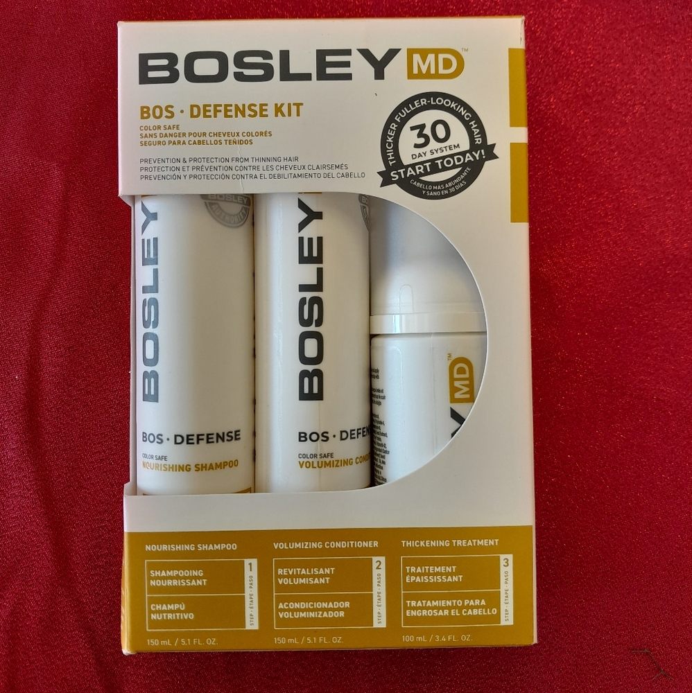 BosleyMD Kit for Longer, Thicker, Fuller Hair with Saw Palmetto, 3-Piece Kit
